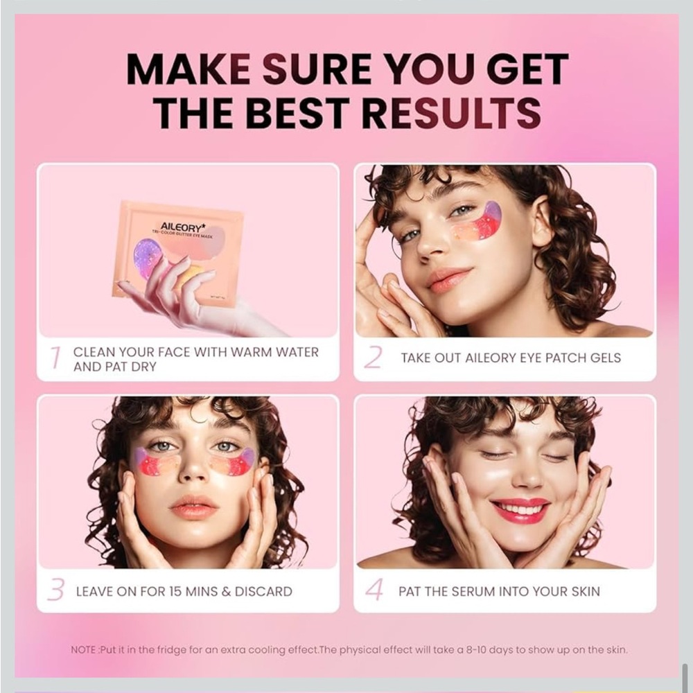 Pink Glitter Eye Mask - Hydrating Under-Eye Patches (12 Pairs) - Picture 8 of 9